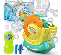 Macchina per bolle ricaricabile per bambini, bolle extra grandi con effetti Bubble-in-Bubble, giocattolo automatico veloce con soluzione da 8 once, soffiatore per bolle per giochi interno/esterno,