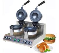 Macchina per Burger e Cialde Elettrica Professionale 1300W, Riscaldamento Doppia Faccia con Timer Digitale e Controllo Temperatura, Pressa Sandwich Gelato Forma UFO per Panifici e Ristoranti,Dual
