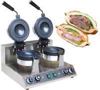 Macchina per Burger UFO, Piastra per Waffle e Gelato Elettrica, Riscaldamento Doppia Faccia con Temperatura Regolabile 50-300°C, Antiaderente, Acciaio Inox per Uso Domestico e Professionale,B