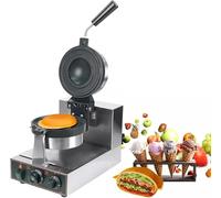 Macchina per Burger UFO, Piastra per Waffle e Gelato Elettrica, Riscaldamento Doppia Faccia con Temperatura Regolabile 50-300°C, Antiaderente, Acciaio Inox per Uso Domestico e Professionale,A