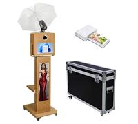 Macchina per cabina fotografica a ombrello, con specchio touch screen e schermo diviso LCD, stazione per selfie, supporto per eventi (Macchina e mini stampante)