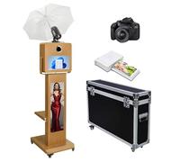 Macchina per cabina fotografica a ombrello, con specchio touch screen e schermo diviso LCD, stazione per selfie, supporto per eventi, macchina fotografica e mini stampante, con funzione di supporto