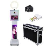 Macchina per cabina fotografica a specchio con schermo LCD diviso da 29", luce ad anello e luce di riempimento RGB, touch screen da 15,6 pollici, macchina fotografica per feste, matrimoni, eventi