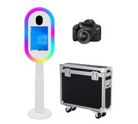 Macchina per cabina fotografica a specchio con touch screen da 13,3", con custodia da volo, mini PC integrato, luce RGB per feste, eventi, matrimoni, noleggio (bianco, macchina+fotocamera)
