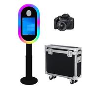 Macchina per cabina fotografica a specchio con touch screen da 13,3", con custodia da volo, mini PC integrato, luce RGB per feste, eventi, matrimoni, noleggio (nero, macchina + fotocamera)