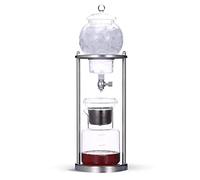 Macchina per caffè americano Brew Tower, Caffettiera a torre Cold Brew Drip da 600 ml in acciaio inossidabile e vetro multicolore(Silver)