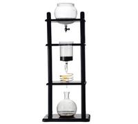 Macchina per caffè americano Brew Tower, Torre for caffè freddo da 1000 ml realizzata in vetro borosilicato e legno, dimensioni 32x22x81 cm.