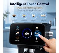 Macchina per caffè espresso a 20 bar, macchina per caffè semiautomatica con controllo della temperatura NTC, lancia vapore per montare il latte, controllo touch, serbatoio dell'acqua da 1,5 litri per