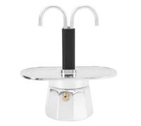 Macchina per caffè espresso da piano cottura, caffettiera a doppia testa in lega di alluminio da 100 ml Mini caffettiera italiana fai da te per bar di casa campeggio all'aperto (Base decagonale)