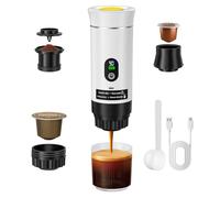 Macchina per caffè espresso elettrica, macchina a capsule, mini macchina da caffè portatile, compatibile con capsule di caffè/caffè in polvere, riscaldamento immediato per auto, outdoor (Bianco)