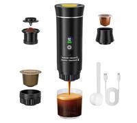 Macchina per caffè espresso elettrica, macchina a capsule, mini macchina da caffè portatile, compatibile con capsule di caffè/caffè in polvere, riscaldamento immediato per auto, outdoor (Nero)