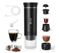 Macchina Per Caffè Espresso Elettrica Portatile con Display Temperatura 3 in 1, 80 ml di acqua 20 Bar Batteria USB-C 7500mAh, Idoneo a Capsules and Ground Coffee Powder