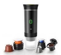 Macchina per caffè espresso elettrica portatile, macchina per caffe a batteria per viaggi in campeggio, macchina per caffè espresso autoriscaldante da 12 V compatibile con caffè macinato e capsule NS