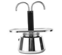 Macchina per caffè espresso, Macchina per caffè espresso da piano cottura in acciaio inossidabile con doppio beccuccio da 2 tazze, Facile da usare, Preparare il rapidamente, per fornelli da cam