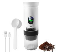 Macchina per caffè espresso portatile, batteria 3 in 1, con display digitale da 20 bar, 80 ml, per caffè macinato NS, macchina da caffè da viaggio, riscaldamento rapido bianco