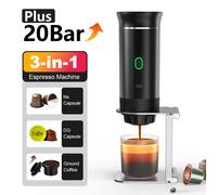 Macchina per caffè espresso portatile elettrica wireless per auto e casa Caffettiera da campeggio Caffettiera da viaggio in polvere con capsule 3 in 1