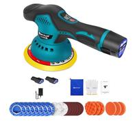 Macchina per cera a batteria, 5,8 pollici, lucidatrice a doppia azione, con 2800 - 5500 giri/min, eccentrica da 12 mm, 2 batterie da 2,0 Ah, lucidatrice senza fili