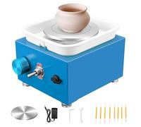 Macchina per Ceramica da Tavolo - Tornio Elettrico con Piastre da 10 Cm E 6,5 Cm, Kit Completo di Ceramica Fai-da-Te per Principianti, Include Strumenti in Argilla per Progetti Artistici Creativ Blue