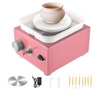 Macchina per Ceramica da Tavolo - Tornio Elettrico con Piastre da 10 Cm E 6,5 Cm, Kit Completo di Ceramica Fai-da-Te per Principianti, Include Strumenti in Argilla per Progetti Artistici Creativ Pink
