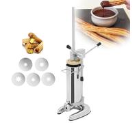 Macchina per Churrera Manuale churros manuale, churros commerciale, in acciaio inox, riempitrice verticale per salsicce, 5 ugelli, churros da 2 l