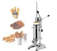 Macchina per churros manuale, macchina per churros manuale da 2L/3L, 5 tipi di stampi, macchina per churrero spagnolo verticale in acciaio inossidabile, macchina per piccoli bastoncini di impasto 2L