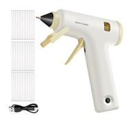 Macchina per Colla, Set Bastoncini 20W Mini Utensile Alta Temperatura con | Macchina per Colla Ricaricabile a Batteria Scuola Lavoretti Fai da Te Arte Riparazioni Rapide in Casa Bianco