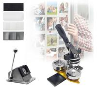 Macchina per creare badge fatti in casa, pressa magnetica per adesivi fotografici da frigorifero con 120 set di materiali e taglierina per carta, kit fai da te per la creazione di badge da 6