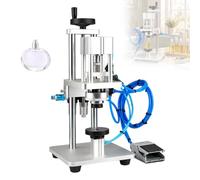 Macchina per Crimpare, Tappatrice Pneumatica con Pedale da Banco | Tappatrice per Bottiglie, Crimpatura di Ghiere Compatibili con Pedale e Testa Regolabile per Aria Compressa Esterna(15mm)
