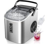 Macchina per cubetti di ghiaccio piccola argento, 9 dadi in 6 minuti, 12 kg/24 ore, 2 dimensioni gelato e autopulente per uso domestico/bar