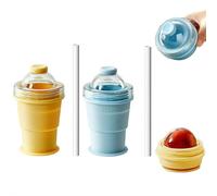 Macchina per cubetti di ghiaccio pieghevole 2 in 1, in silicone, riutilizzabile, portatile, con cannuccia e coperchio (2026), facile sformatura, tazza da viaggio a prova di perdite per caffè, succo di