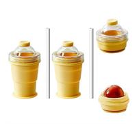 Macchina per cubetti di ghiaccio pieghevole 2 in 1 in silicone, stampo portatile con cannuccia e coperchio, tazza da viaggio a prova di perdite per caffè e succo, tazza pieghevole da 325 ml (giallo)
