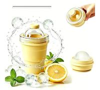 Macchina per cubetti di ghiaccio pieghevole 2 in 1 in silicone, stampo portatile con cannuccia e coperchio, tazza da viaggio a prova di perdite per caffè e succo, tazza pieghevole da 325 ml (giallo 1