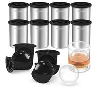 Macchina per cubetti di ghiaccio trasparente da 2,5 pollici in acciaio inox trasparente, stampi per cubetti di ghiaccio in silicone premium senza BPA per whisky e cocktail (8 confezioni)