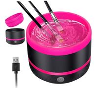 Macchina per detergente per spazzole per trucco elettrico - detergente per spazzole di tipo C rimovibile automatico per set di pennelli di bellezza di tutte le dimensioni, rosso rosa