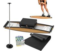 Macchina per esercizi di sci, cross trainer da interni, carico 150 kg, strumento di allenamento per forza ed equilibrio, con bastone da passeggio e tappetino per un'esperienza autentica sugli sci