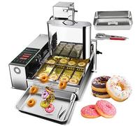 Macchina per fare ciambelle completamente automatica Macchina per fare ciambelle automatica commerciale a 4 file da 2000 W con tramoggia da 5,5 litri, friggitrice per ciambelle a vibrazione automatica