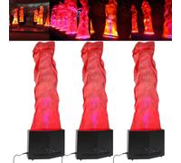 Macchina per Fiamme Finte, Luce a Fiamma Finta a LED 3D, Luci da Palco con Tessuto Rosso, Effetto Atmosfera Artificiale, Falò Finto con Telecomando, per DJ e Illuminazione di Halloween(1.8M,3 pcs)