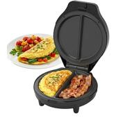 Macchina per Frittate Elettrica a Doppia Zona,Rivestimento Antiaderente per 2 Frittate Individuali con Spie Luminose,Base Antiscivolo,Manico Antiscottatura,1pcs