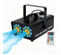 Macchina per fumo a doppio ugello 1200 W portatile con 18 perline a LED Smoke Machine per palcoscenico, tempo libero, discoteche, matrimoni, feste, Halloween, carnevale