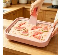 Macchina Per Gelato Arrotolato, Piastra A Congelamento Istantaneo Con 2 Spatole, Impermeabile E Senza Necessità Di Elettricità, Vassoio In Acciaio Inox Per Gelato(Pink,23cm)
