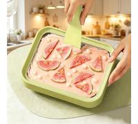 Macchina Per Gelato Arrotolato, Piastra A Congelamento Istantaneo Con 2 Spatole, Impermeabile E Senza Necessità Di Elettricità, Vassoio In Acciaio Inox Per Gelato(Green,20.5cm)