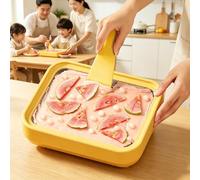 Macchina Per Gelato Arrotolato, Piastra A Congelamento Istantaneo Con 2 Spatole, Impermeabile E Senza Necessità Di Elettricità, Vassoio In Acciaio Inox Per Gelato(Yellow,26cm)