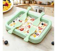 Macchina Per Gelato Arrotolato, Piastra A Congelamento Istantaneo Con 4 Spatole E Piedini Antiscivolo, Gelatiera In Acciaio Inossidabile Con Coperchio Trasparente(Green,22.5cm)