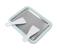 Macchina per gelato arrotolato, vassoio per panini per yogurt congelato istantaneo Piastra per padella fredda in acciaio inossidabile con 2 spatole per granite di gelato Yogurt