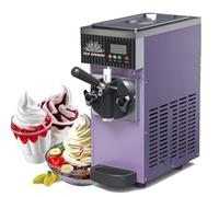 Macchina per Gelato Soft Commerciale - Produzione 4-8 Kg/H, 450 W/750 W, Display LED, Gelatiera, Erogatori a Compressore Da Banco per Ristoranti E Gelaterie,Purple-750W