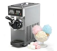 Macchina per Gelato Soft da Banco, Pannello Touch LCD con Doppia Tecnologia di Overrun, Funzione di Pulizia Automatica, Tramoggia da 2,5L e Cilindro Congelatore da 1L per Supermercati(Gray)