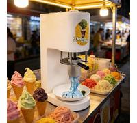 Macchina per Gelato Spaghetti, Estrusore Elettrico Commerciale Con 4 Forme Creative, Formatura Rapida in 6 Secondi, Leggero E Portatile per Food Truck, Caffè E Feste per Bambini(White)
