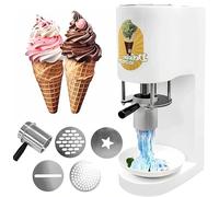 Macchina per Gelato Spaghetti Professionale, Estrusore per Gelato alla Pasta con 4 Stampi Intercambiabili, Pressa Commerciale da Banco 28-30 L/h, Compatta per Gelaterie(Bianco)