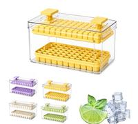 Macchina per Ghiaccio a Cubetti 66/132 con Coperchio Facile da Premere, Vassoio per Cubetti di Ghiaccio Compatto, Secchiello Portatile a Pressione, Contenitore per Conservazi yellow Double Layer: 132