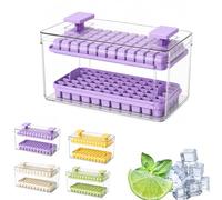 Macchina per Ghiaccio a Cubetti 66/132 con Coperchio Facile da Premere, Vassoio per Cubetti di Ghiaccio Compatto, Secchiello Portatile a Pressione, Contenitore per Conservazi Purple Double Layer: 132